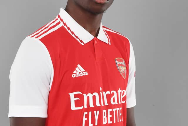 Bukayo Saka of Arsenal at London Colney on May 18, 2022 in St Albans, England. (Photo by Stuart MacFarlane/Arsenal FC via Getty Images)