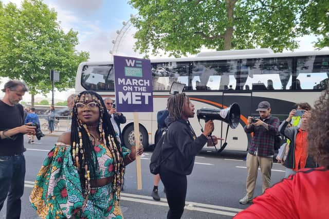 Protestors arriving at Scotland Yard. Photo: LondonWorld