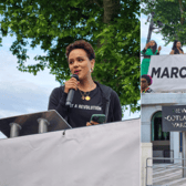 Game of Thrones star Nathalie Emmanuel spoke at the March on the Met. Photo: LondonWorld