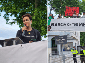 Game of Thrones star Nathalie Emmanuel spoke at the March on the Met. Photo: LondonWorld