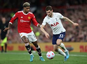 Rashford against Spurs’ Ben Davies in March 2022