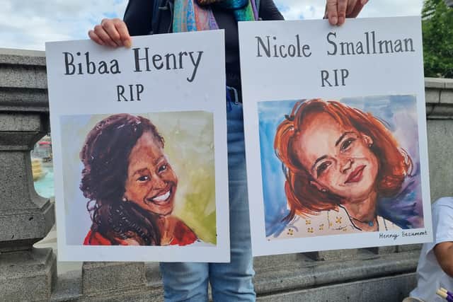 Paintings of Bibaa Henry and Nicole Smallman.