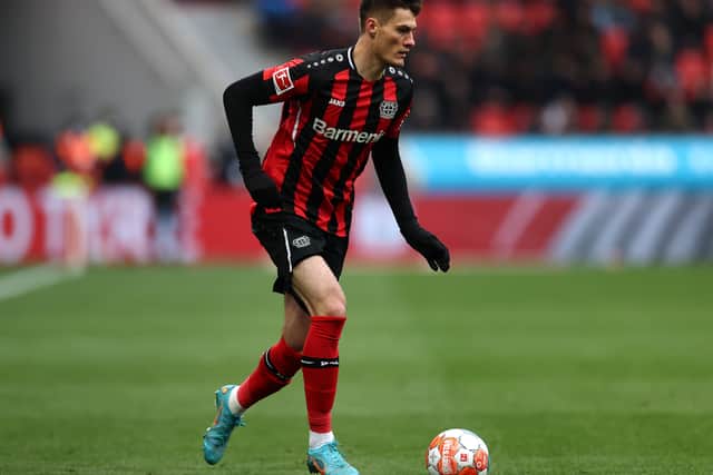  Patrik Schick of Bayer 04 Leverkusen in action during the Bundesliga match  (Photo by Dean Mouhtaropoulos/Getty Images)