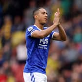 Youri Tielemans of Leicester City applauds the fans during the Premier League match  (Photo by Paul Harding/Getty Images)