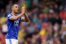 Youri Tielemans of Leicester City applauds the fans during the Premier League match  (Photo by Paul Harding/Getty Images)
