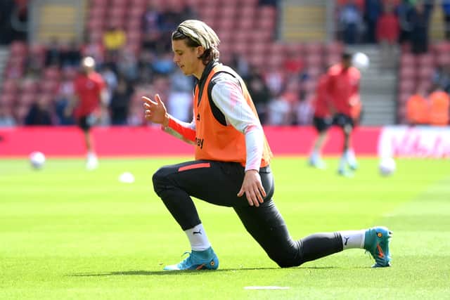 Conor Gallagher of Crystal Palace warms up prior to the Premier League match (Photo by Mike Hewitt/Getty Images)
