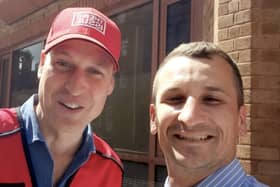 Jan Begala, 34, right, bagged a selfie with Prince William while he was selling the Big Issue. Credit: Jan Begala / SWNS