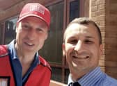 Jan Begala, 34, right, bagged a selfie with Prince William while he was selling the Big Issue. Credit: Jan Begala / SWNS