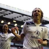 Luka Modric of Spurs celebrates after scoring his team’s second goal from the penalty spot  (Photo by Michael Steele/Getty Images)
