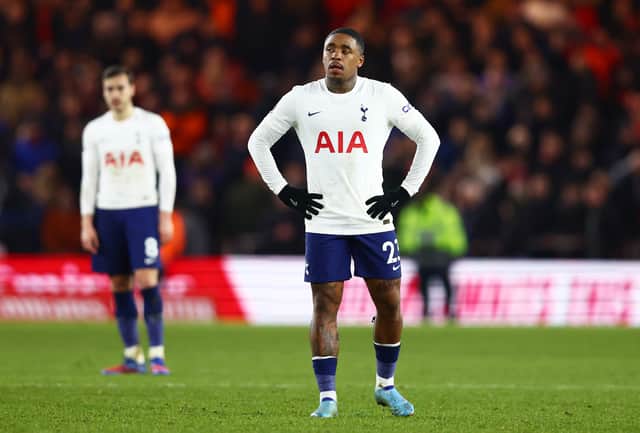  Steven Bergwijn of Tottenham Hotspur looks dejected following their side’s defeat  (Photo by Clive Brunskill/Getty Images)