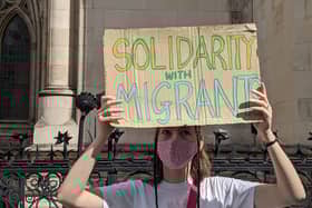Activists from campaign group Movement for Justice have been protesting outside the Royal Courts of Justice all day.
