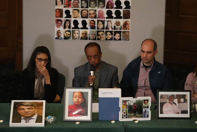 Survivors and family members of people involved in the Grenfell fire. Photo: Getty