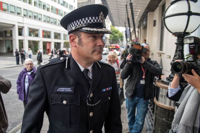 London Police Commander Stuart Cundy arrives to attend the Inquiry into the Grenfell Tower fire disaster. Photo: Getty
