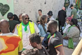 Stormzy at the Grenfell Tower memorial service. Credit: Lynn Rusk