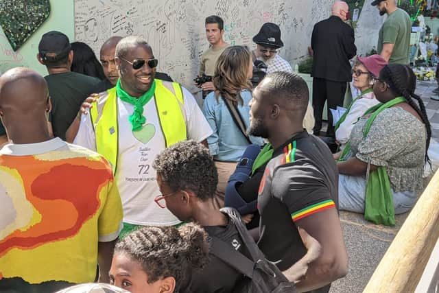 Stormzy at the Grenfell Tower memorial service. Credit: Lynn Rusk