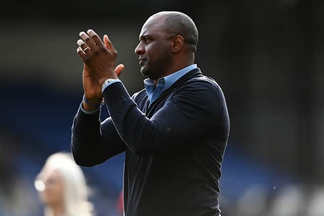 Manager Patrick Vieira of Crystal Palace applauds the fans after the Premier League match  (Photo by Alex Broadway/Getty Images)