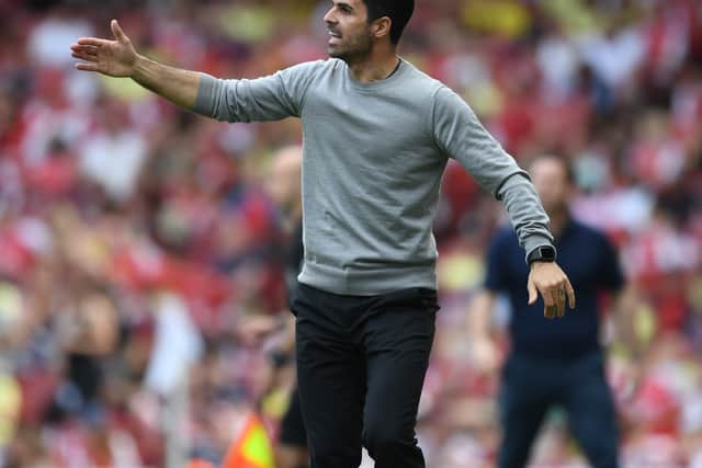 Arsenal manager Mikel Arteta during the Premier League match between Arsenal and Everton  (Photo by Stuart MacFarlane/Arsenal FC via Getty Images)