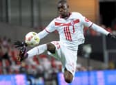  Yves Bissouma controls the ball during the French L1 football match between EA Guingamp and Lille (Photo credit should read FRED TANNEAU/AFP via Getty Images)