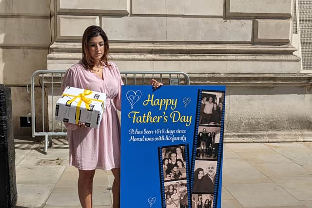 Roxanne Tahbaz delivered a Father’s Day card and present to the Foreign Office