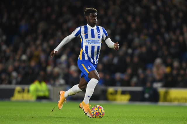 Yves Bissouma of Brighton & Hove Albion in action during the Premier League match (Photo by Mike Hewitt/Getty Images)