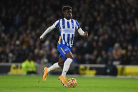 Yves Bissouma of Brighton & Hove Albion in action during the Premier League match( Photo by Mike Hewitt/Getty Images)