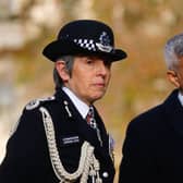 Sadiq Khan, right, with ex Met Police chief Dame Cressida Dick, who quit after the mayor said he no longer had confidence in her following a string of scandals. Credit: VICTORIA JONES/POOL/AFP via Getty Images