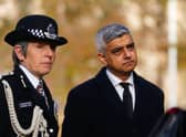 Sadiq Khan, right, with ex-Met Police chief Dame Cressida Dick. Credit: VICTORIA JONES/POOL/AFP via Getty Images