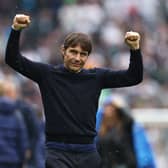  Antonio Conte, manager of Tottenham Hotspur celebrates after their side’s victory (Photo by Ryan Pierse/Getty Images)
