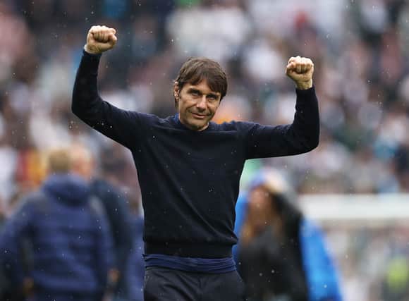  Antonio Conte, manager of Tottenham Hotspur celebrates after their side’s victory (Photo by Ryan Pierse/Getty Images)