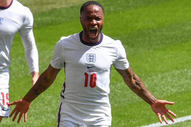 Sterling celebrates another international goal during UEFA Euros in 2021
