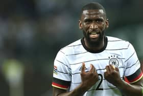Antonio Rudiger of Germany reacts during the UEFA Nations League League  (Photo by Alexander Hassenstein/Getty Images)