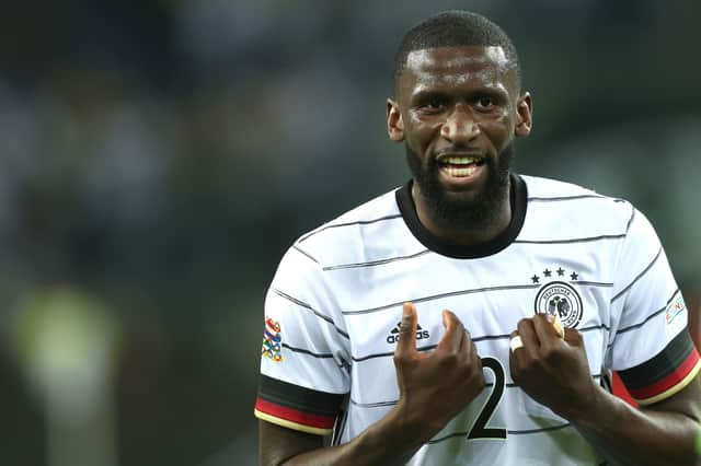 Antonio RÃ¼diger of Germany reacts during the UEFA Nations League League  (Photo by Alexander Hassenstein/Getty Images)