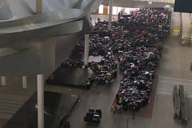 Baggage chaos at Heathrow. Photo: Twitter via You are not a Gadget @etceteria