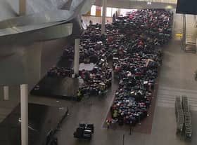 Baggage chaos at Heathrow. Photo: Twitter via You are not a Gadget @etceteria