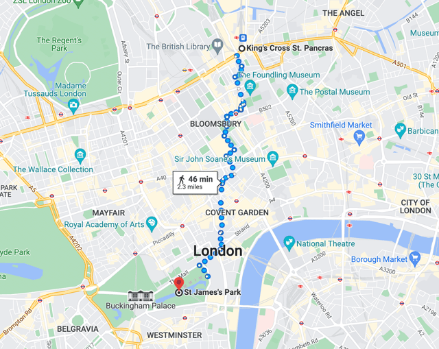 St. James’s Park to King’s Cross via Seven Dials Market