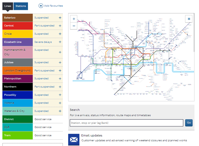 TfL has warned passengers to expect “severe” disruption throughout the day, with many lines and stations closed. Photo: TfL