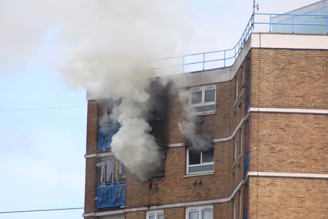 The blaze broke out on the 13th floor of the building. Photo: TJ Stamp @TJStamp