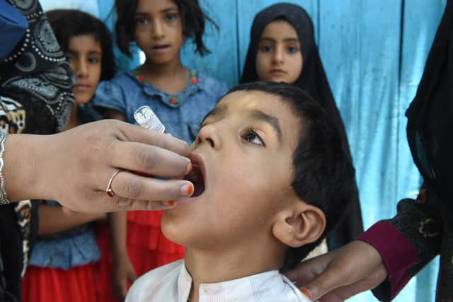 A child being vaccinated against polio in Pakistan. Photo: Getty