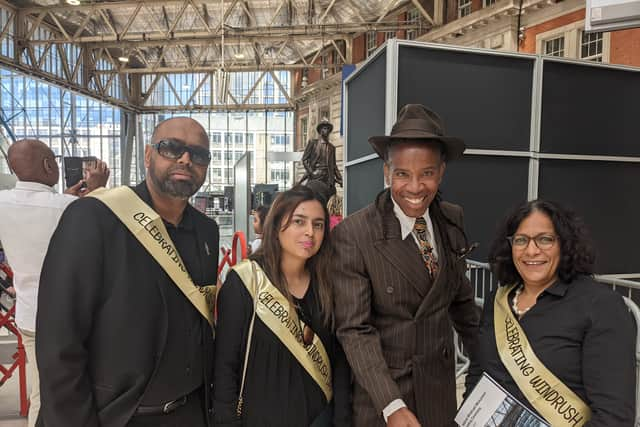 People came dressed for the occasion for the unveiling of the Windrush monument