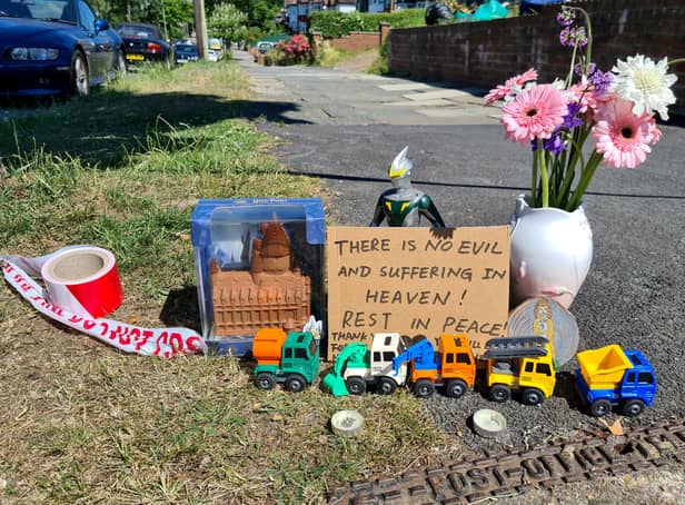 <p>Tributes left at the scene in Brookside South, Barnet, to a woman and her five-year-old son who were stabbed to death. Photo: SWNS</p>