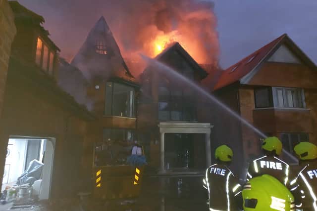 A house has been mostly “destroyed” by a “large fire” in Bromley, south London. Photo: London Fire Brigade