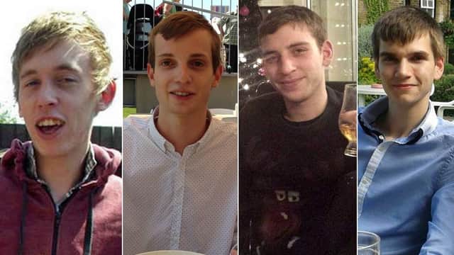 From left, Stephen Port’s victims: Anthony Walgate, Gabriel Kovari, Jack Taylor and Daniel Whitworth. Photo: Supplied by families