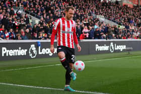 Christian Eriksen of Brentford during the Premier League match between Brentford and Burnley. (Photo by Catherine Ivill/Getty Images)