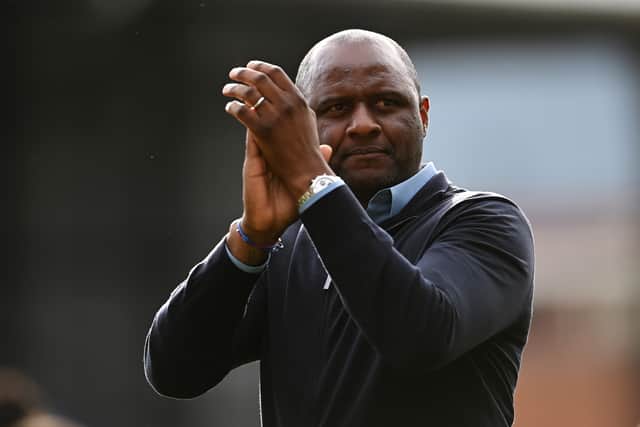 Manager Patrick Vieira of Crystal Palace applauds the fans after the Premier League match. (Photo by Alex Broadway/Getty Images)