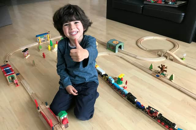 Sami Sementilli at home with his train set. Credit: Ifat Batul Sementilli / SWNS