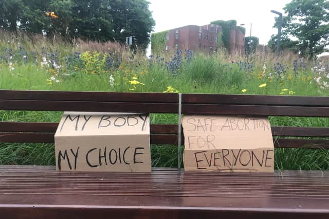 Signs left outside the American embassy in London. Photo: LondonWorld