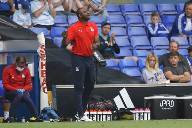 Patrick Vieira, Manager of Crystal Palace reacts during the pre-season friendly match (Photo by Paul Harding/Getty Images)