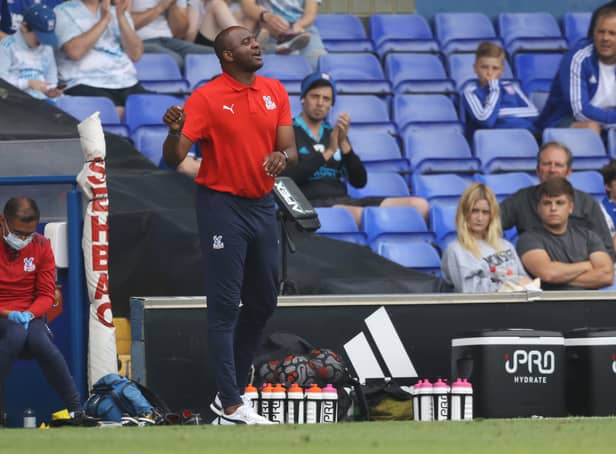 <p>Patrick Vieira, Manager of Crystal Palace reacts during the pre-season friendly match (Photo by Paul Harding/Getty Images)</p>