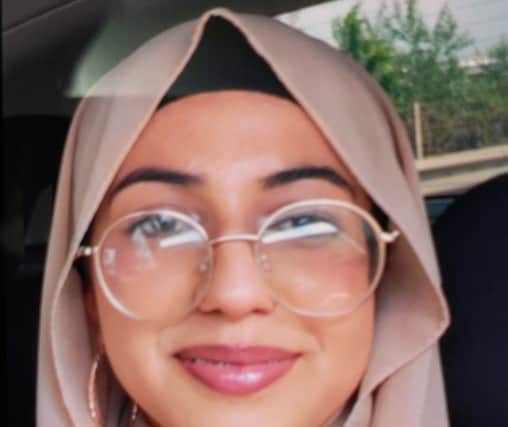 It is not known what missing person,  Zehra Umatia, is wearing other than a religious headscarf, as pictured (Photo by Leicestershire Police)