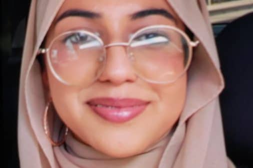 It is not known what missing person,  Zehra Umatia, is wearing other than a religious headscarf, as pictured (Photo by Leicestershire Police)
